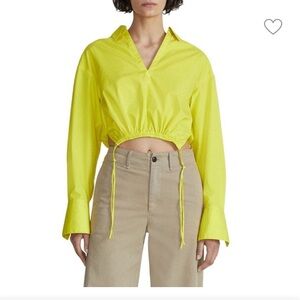 Rag & Bone NWOT Lime Green Collared V-Neck Crop Top